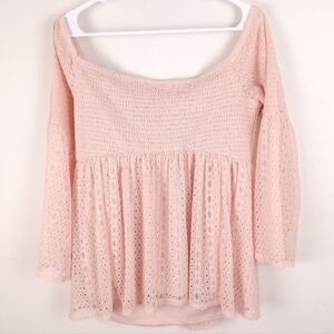 Torrid Women's Off-Shoulder Lace Babydoll Top Pink Stretchy Size 5X